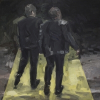 ruotsalainen/2019/13_Keltaisen_tien_kulkijat_2017_Oil_on_canvas_113x113cm